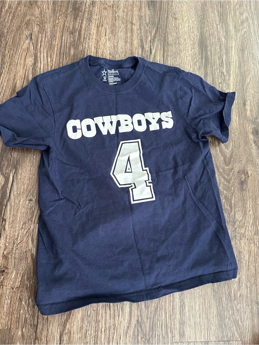 Boys Navy Cowboys Number 4 Short Sleeve Tee